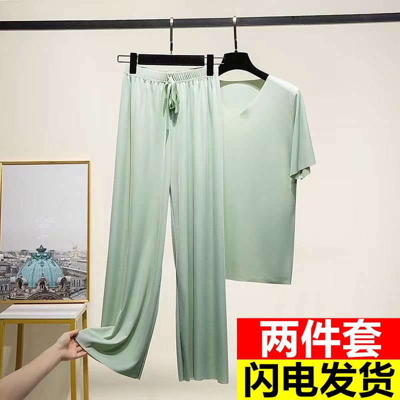 【貨到付款 0郵費】夏季冰絲綢冰絲莫代爾棉睡衣家居服 呵護你的每一寸肌膚~